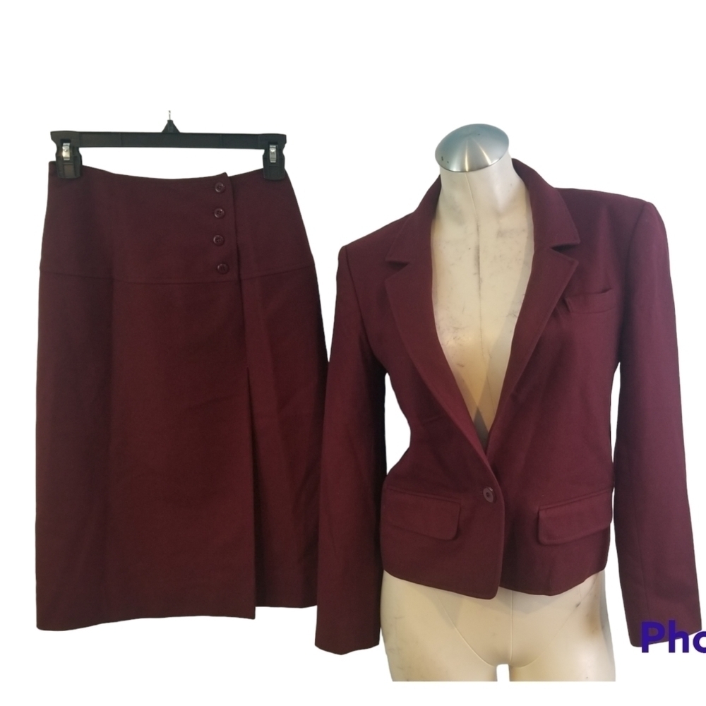Miss Pendleton Size 4 6 Burgundy Skirt Suit